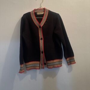 Black Cardigan with Red Trim